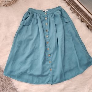 Sweet Salt Lined Button front Pockets Midi Skirt Size xsmall. Good preowned cond